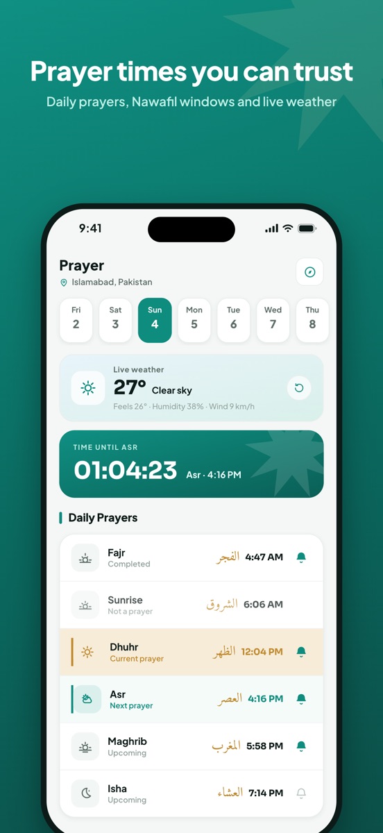 Deen Life: Prayer Times, Qibla on iPhone screenshot 2